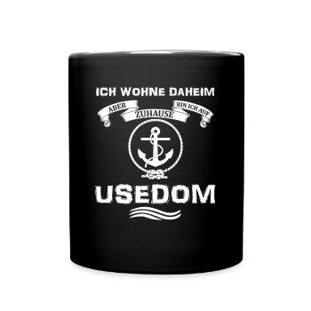 auf USEDOM zuhause - Tasse einfarbig - Schwarz - Vorne