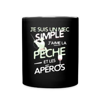 Pêche - un mec simple - Mug uni - noir - Devant
