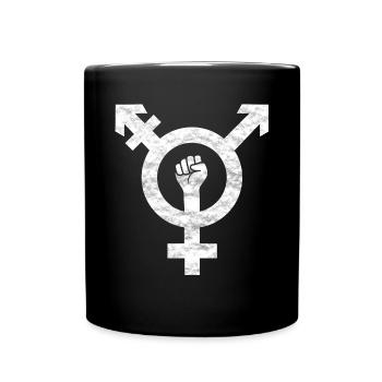 TRANSGENDER SYMBOL MIT FAUST USED LOOK - Tasse einfarbig - Schwarz - Vorne