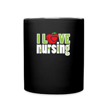 Lustige Krankenschwester ich liebe Pflege Medizin Geschenk - Tasse einfarbig - Schwarz - Vorne