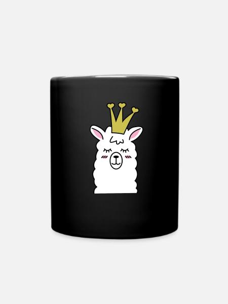Llama Lama Alpaca Llama Queen - Full Colour Mug - black