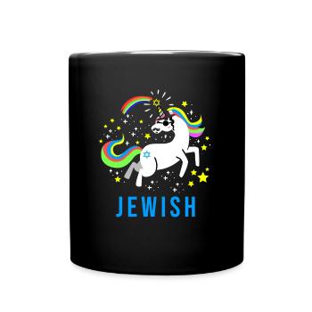 Jewish Jew Jewnicorn Unicorn Judaism Hebrew Israel - Full Colour Mug - black - Front