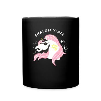 Shalom yall - Jewish Jew Jewnicorn Unicorn Judaism - Full Colour Mug - black - Front