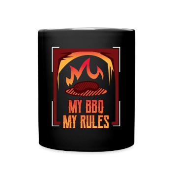 Grill BBQ My BBQ Regeln BBQ Lover - Tasse einfarbig - Schwarz - Vorne