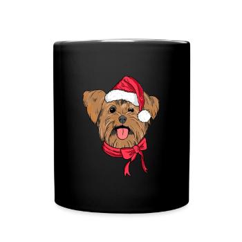 Yorkshire Terrier Noël Chapeau Chien Amant Noël - Mug uni - noir - Devant
