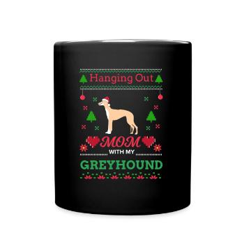 Greyhound Ugly Pull de Noël Cadeau de Noël - Mug uni - noir - Devant