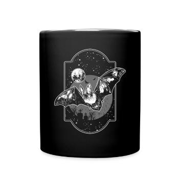 Fledermaus Halloween Nacht Mond Dunkelheit - Tasse einfarbig - Schwarz - Vorne