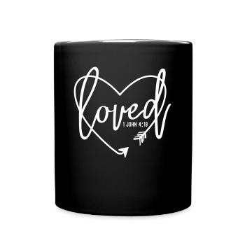 arrow heart loved - Tasse einfarbig - Schwarz - Vorne