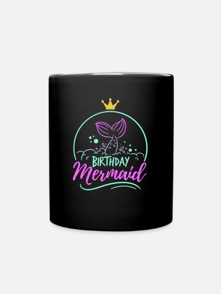 Birthday Mermaid Mom Fable Mythical Gift - Full Colour Mug - black