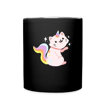 Caticorn Magical Unicorn Cat Kitty Sweet - Full Colour Mug - black - Front
