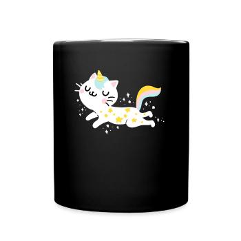 Unicorn Caticorn Magical Unicorn Cat Kitty Kitten - Full Colour Mug - black - Front
