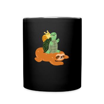 Slug Turtle Sloth Schildkröten Sea Reptil Schildkröte - Tasse einfarbig - Schwarz - Vorne