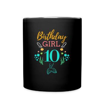 10 Geburtstag Mädchen Sechs 10. Geburtstag Junge Mädchen Kinder - Tasse einfarbig - Schwarz - Vorne
