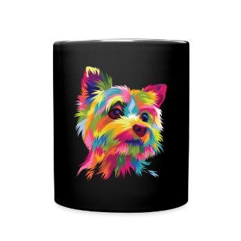 Yorkshire Terrier Yorkie Pop Art Dog Graphic Gift - Full Colour Mug - black - Front