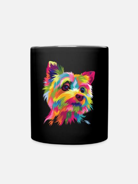 Yorkshire Terrier Yorkie Pop Art Dog Graphic Gift - Full Colour Mug - black