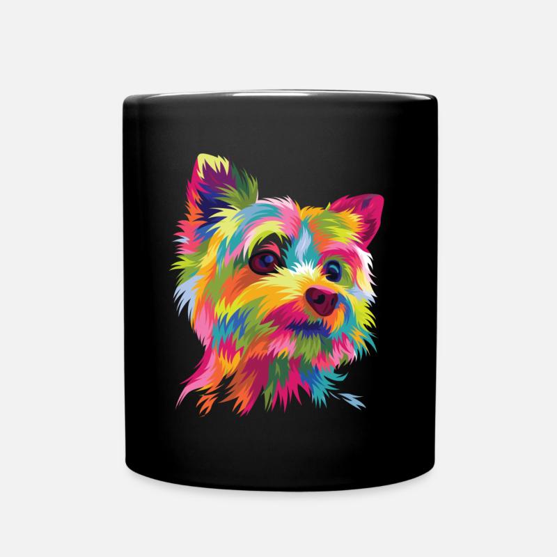 Yorkshire Terrier Yorkie Pop Art Dog Graphic Gift - Full Colour Mug - black