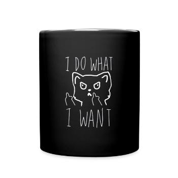 funny Cat and middle Gift idea - Mug uni - noir - Devant
