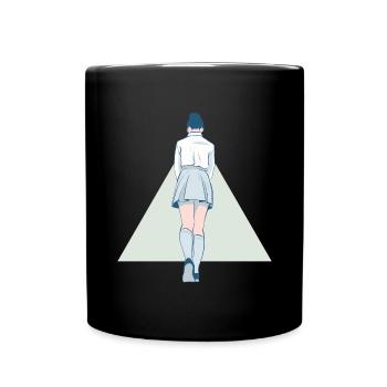 Schoolgirl in uniform and triangle - Full Colour Mug - black - Front