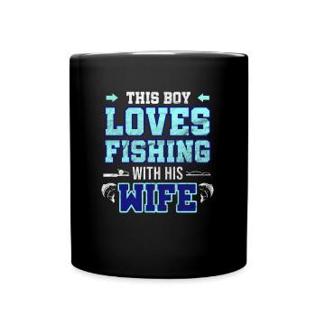 Fishing with his Wife Fisherman Fishing Fish Gift - Full Colour Mug - black - Front