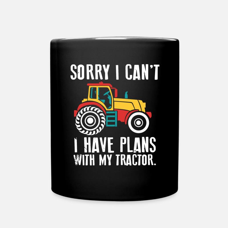 Plans with my Traktor. Mein Traktor. Traktoren - Tasse einfarbig - Schwarz