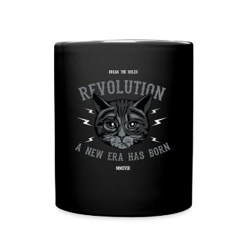 Revolution Katze Cat Cool - Tasse einfarbig - Schwarz - Vorne