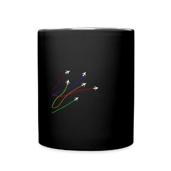 Pilot airplane colorful - Full Colour Mug - black - Front