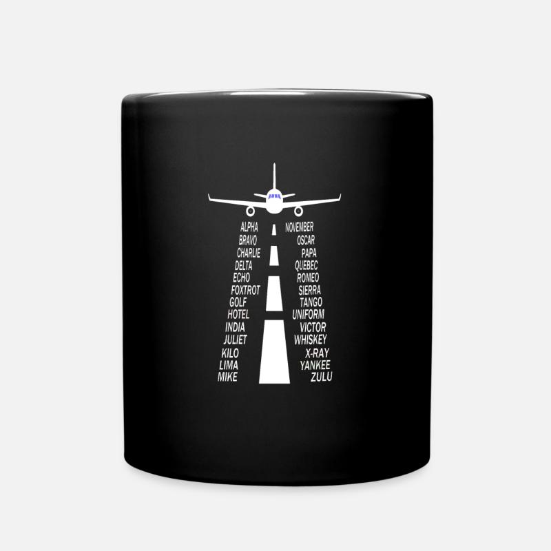 Pilot alphabet airplane - Full Colour Mug - black