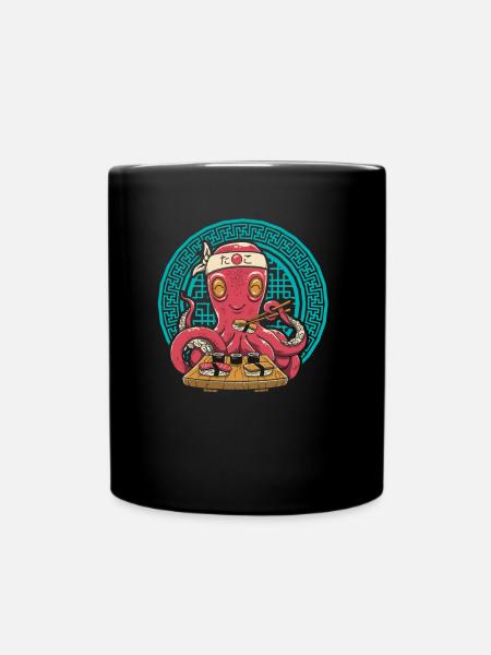 Sushi Japanese Octopus - Full Colour Mug - black