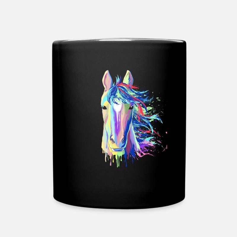 Splash horse gift equestrian riding stallion - Full Colour Mug - black
