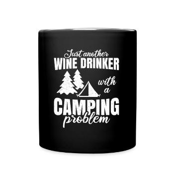 Camping Wine Camper Nature Camping Alcohol Gift - Full Colour Mug - black - Front