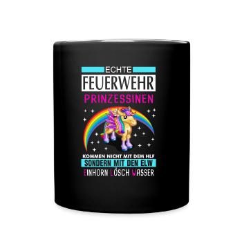 Firefighter woman unicorn saying gift - Full Colour Mug - black - Front