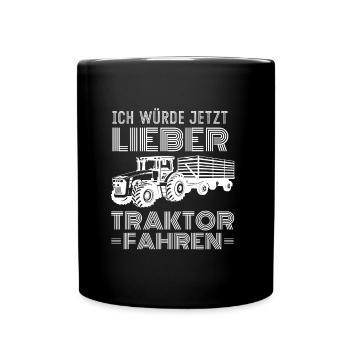 Préférerait maintenant un agriculteur conduisant un tracteur en disant - Mug uni - noir - Devant