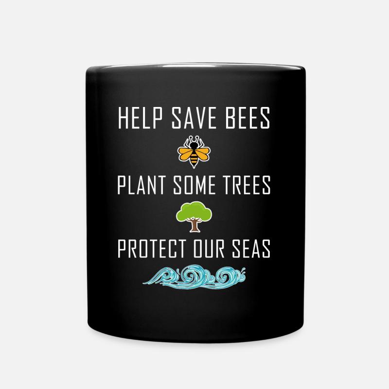 Save the Bees Bees Environment Sea Environmental Protection - Full Colour Mug - black