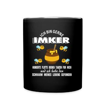 Imker lustiger Spruch Bienen - Tasse einfarbig - Schwarz - Vorne