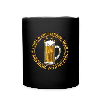 Bier Bienen Imker lustiger Spruch - Tasse einfarbig - Schwarz - Vorne