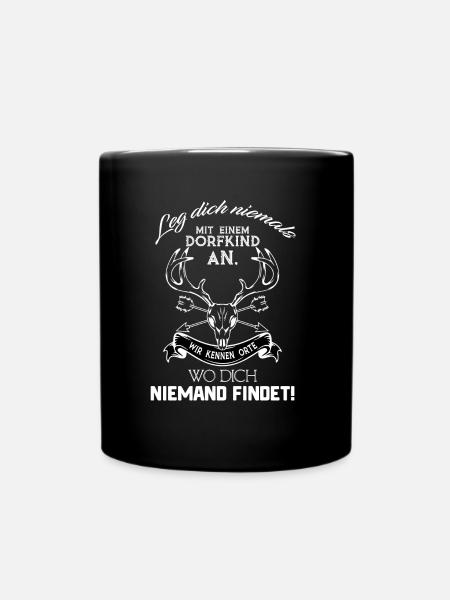 Dorfkind Spruch Dorf Camping - Tasse einfarbig - Schwarz