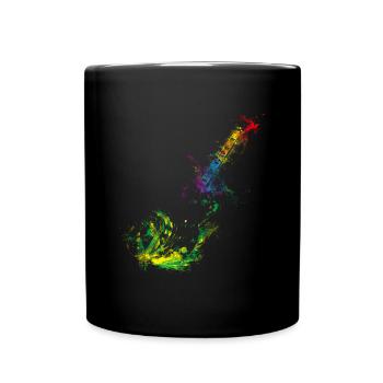 Bunte Gitarre Musiker Geschenkidee für Gitarristen - Tasse einfarbig - Schwarz - Vorne