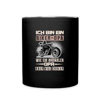Biker Opa Motorrad Motorradfahrer - Tasse einfarbig - Schwarz - Vorne