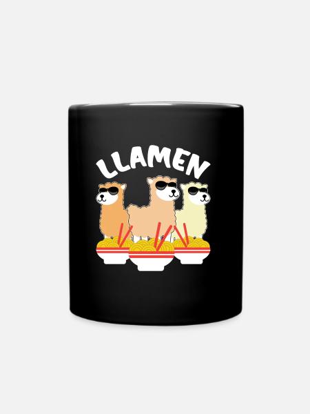 Lamen Ramen Lama funny Japanese - Full Colour Mug - black