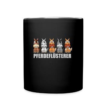 Pferdeflüsterer Pferde Reiten lustig Pferd - Tasse einfarbig - Schwarz - Vorne
