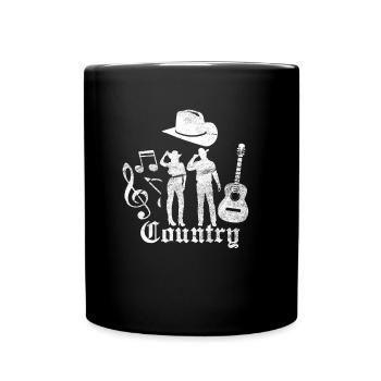 Country Musik Western T-Shirt - Tasse einfarbig - Schwarz - Vorne