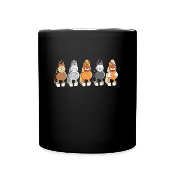 Reiten Pferde lustig Geschenk - Tasse einfarbig - Schwarz - Vorne