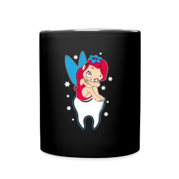 Zahnärztin Zahnarzt Zahnfee Elfe - Tasse einfarbig - Schwarz - Vorne