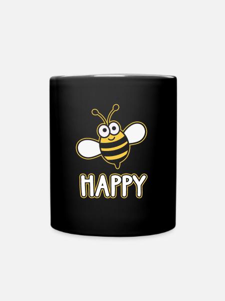 Bee happy - Mug uni - noir