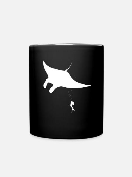 Taucher Geschenk Diving Rochen - Tasse einfarbig - Schwarz