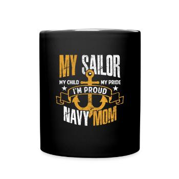 Marine maillot ma marine ma fierté d'enfant de marin - Mug uni - noir - Devant