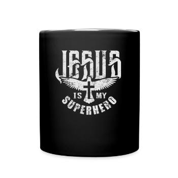 Jésus est mon chrétien religieux de chemise de super-héros - Mug uni - noir - Devant