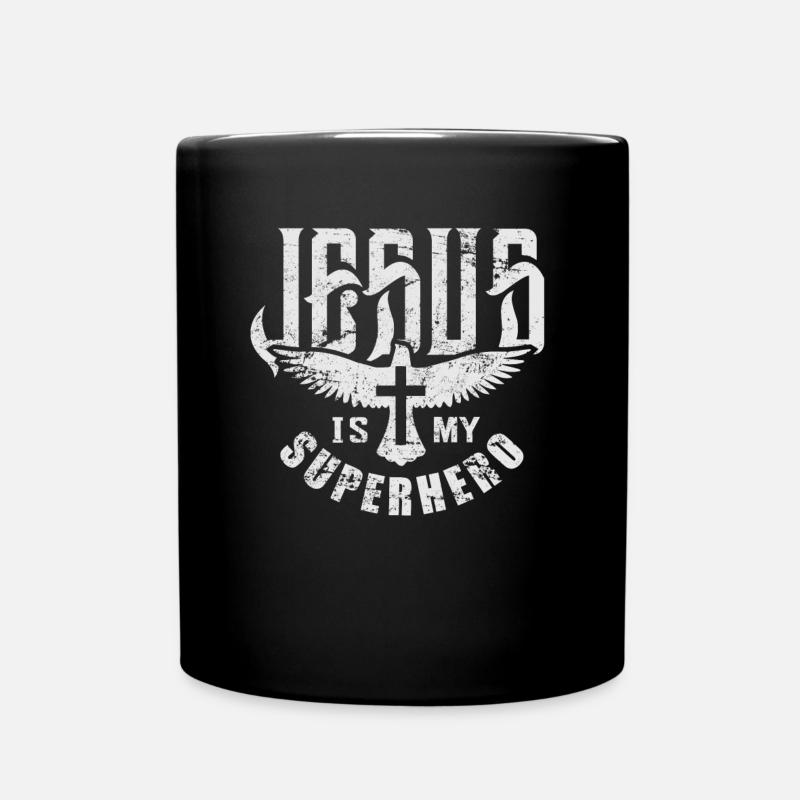 Jesus ist mein Superheld-Hemd Religiöser Christ - Tasse einfarbig - Schwarz