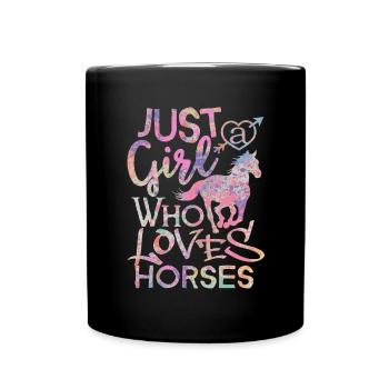 Juste une fille qui aime les chevaux Tee shirt Fille - Mug uni - noir - Devant