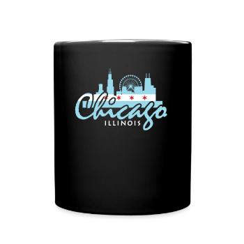 Chicago-Skyline-Hemd-Schattenbild IL-Stadt-Flagge - Tasse einfarbig - Schwarz - Vorne